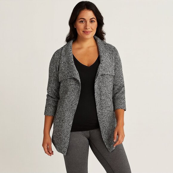 Eddie Bauer Chunky Knit Sweater 3/4 Sleeve Black White Womans Sz XXL Wool Alpaca - Picture 1 of 6